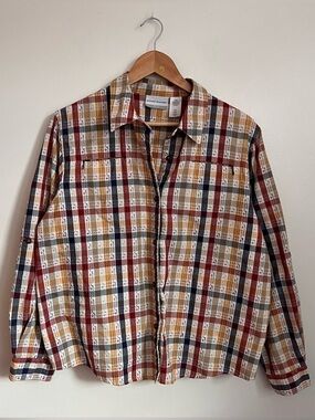 ALFRED DUNNER Womens Petite Plaid Button Down Shirt size 16P
